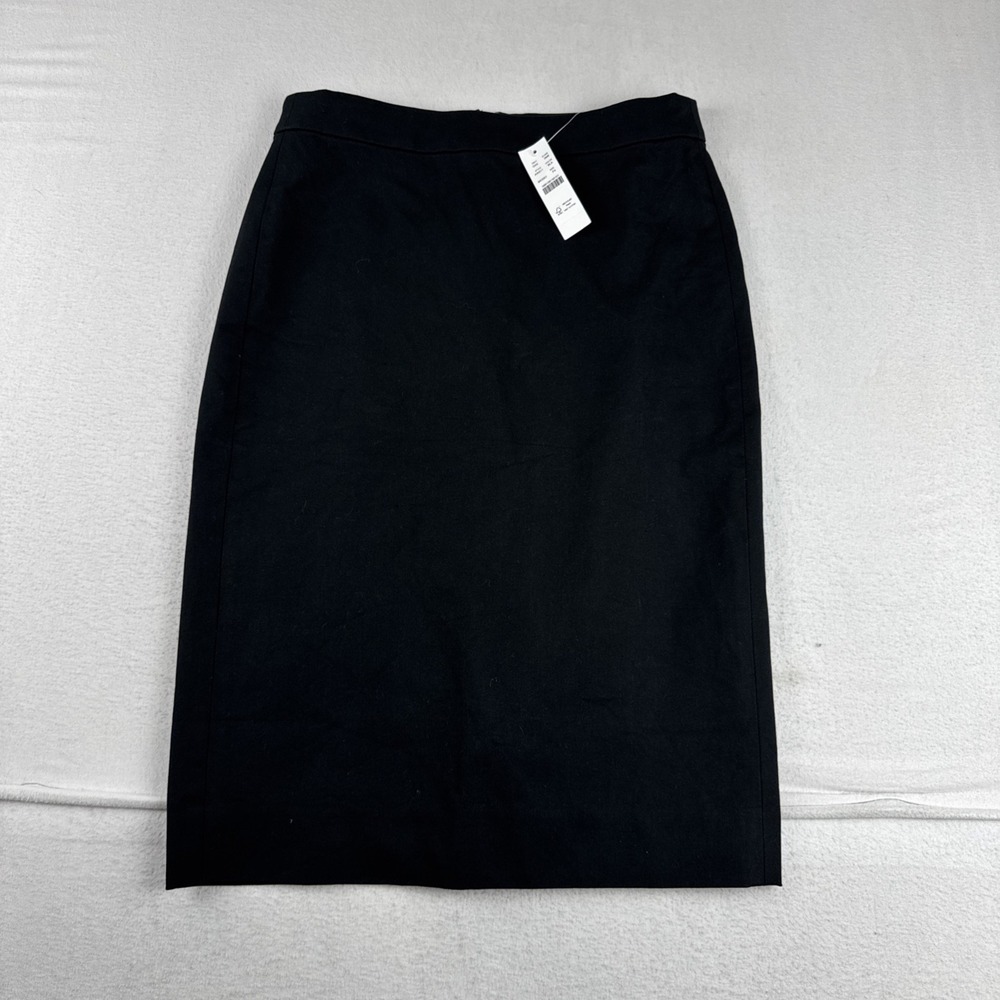 New! J Crew Womens Black Pencil Skirt Sz 4 Petite Cotton blend Knee length